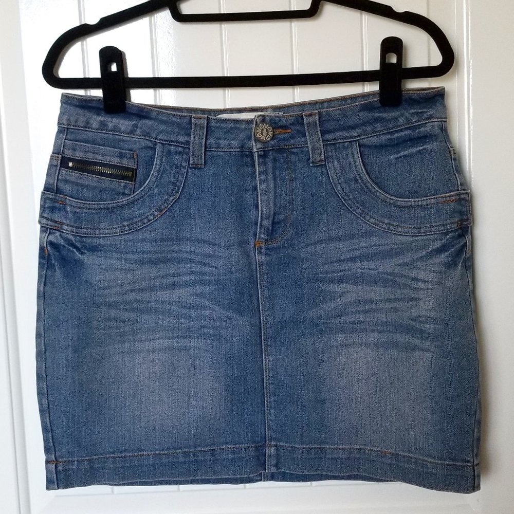 Blue Epic Faded Jean Mini Skirt